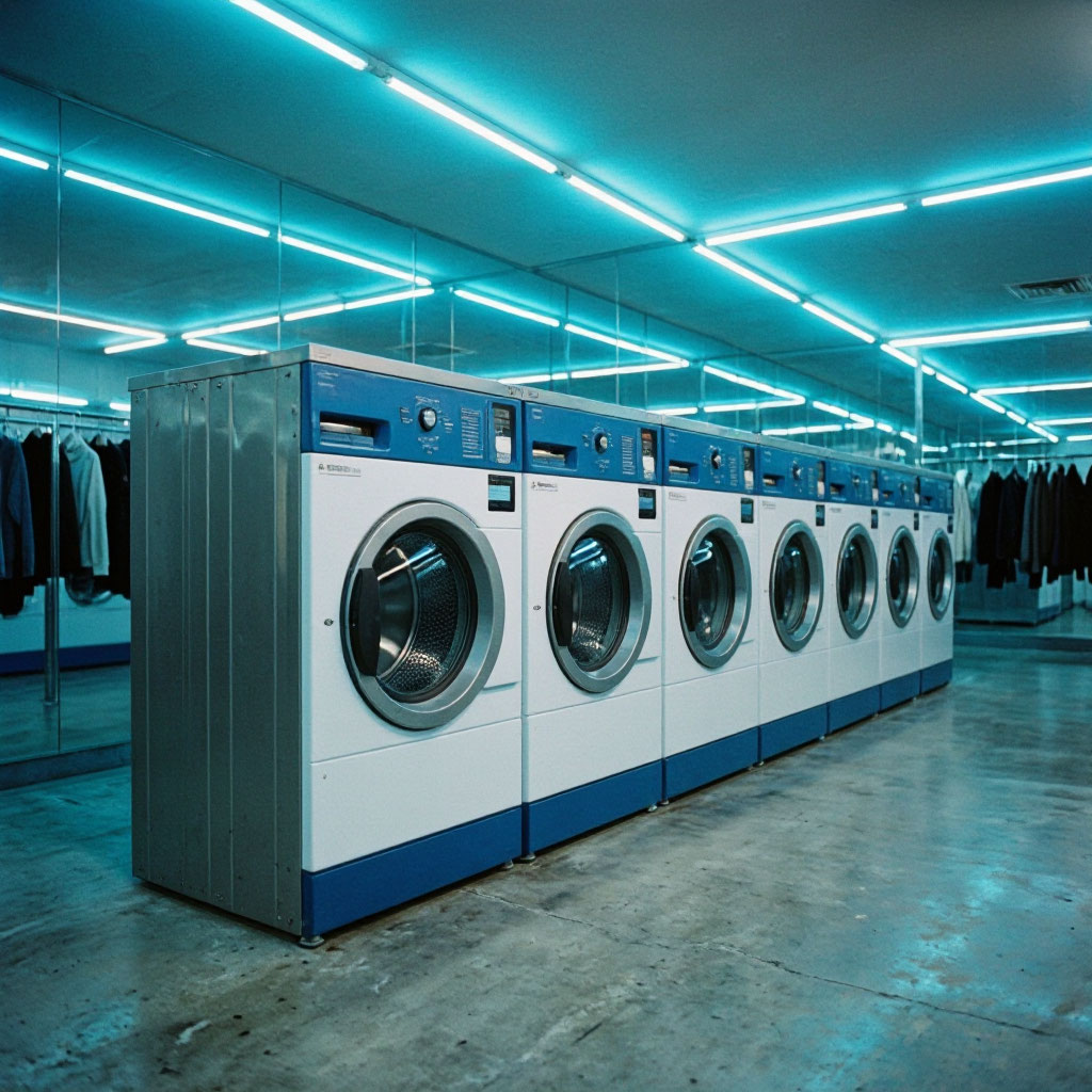 Commercial laundry machines in a facility